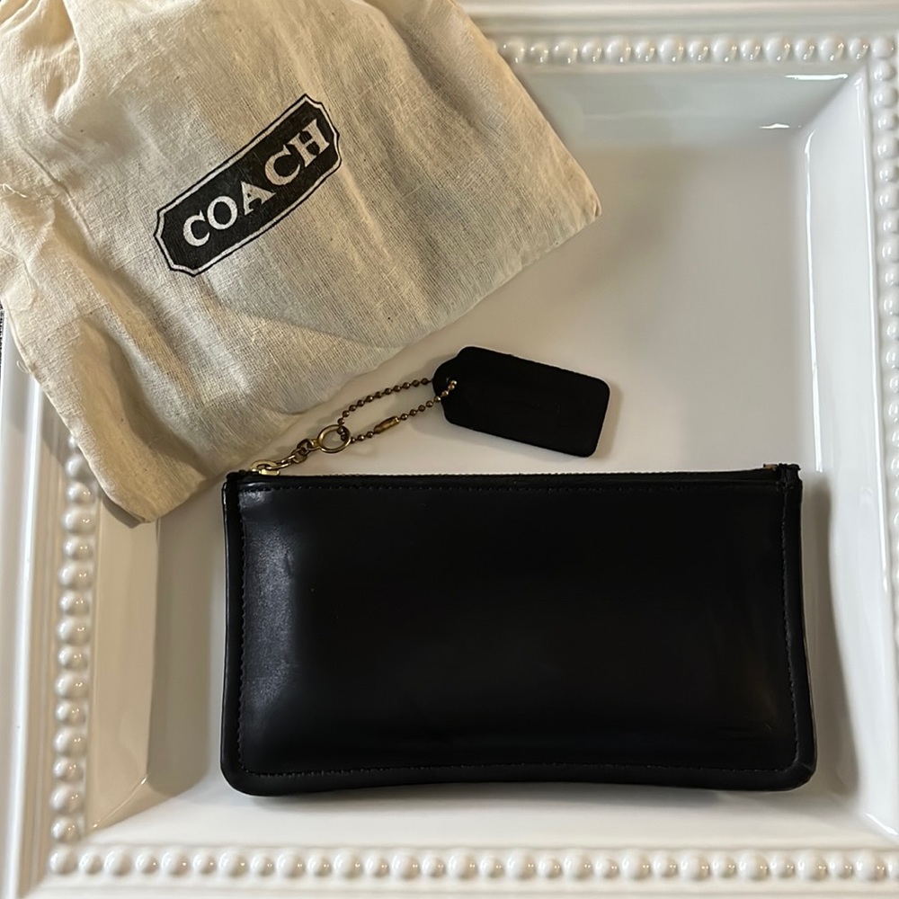 Coach black leather skinny bag